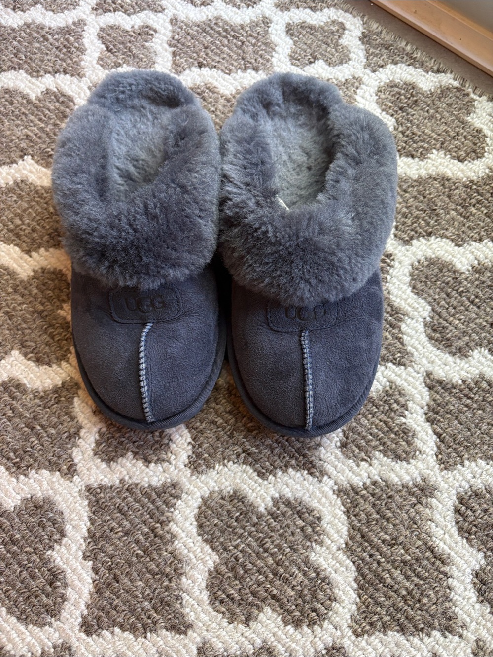 UGG Charcoal Blueish/Grey Shearling Clog Slippers